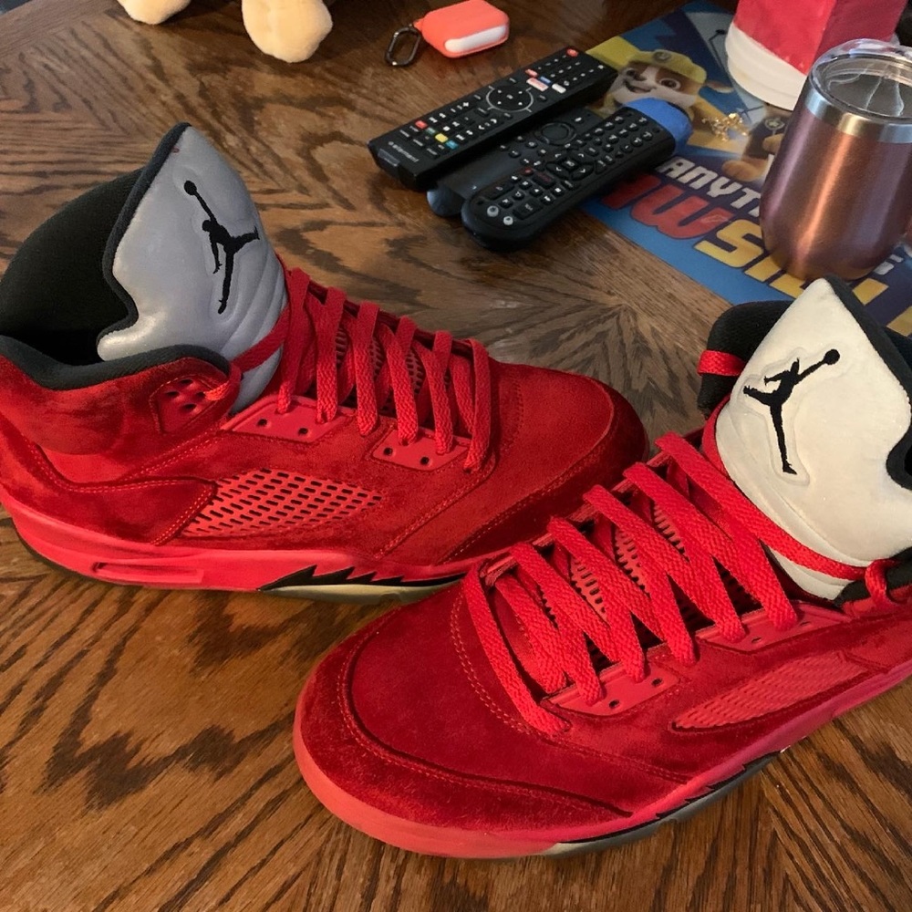 Air Jordan red suede 5